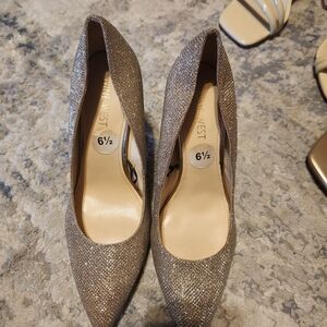 Nine West Glitter Pointed-Toe Pumps - Champagne Gold
